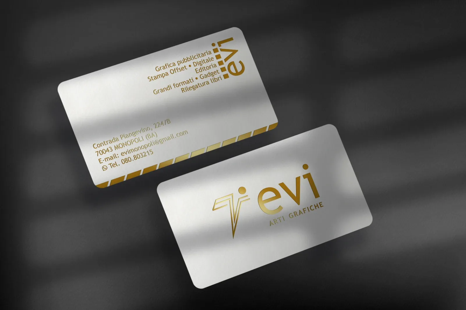 Biglietti da visita EVI su fondo scuro